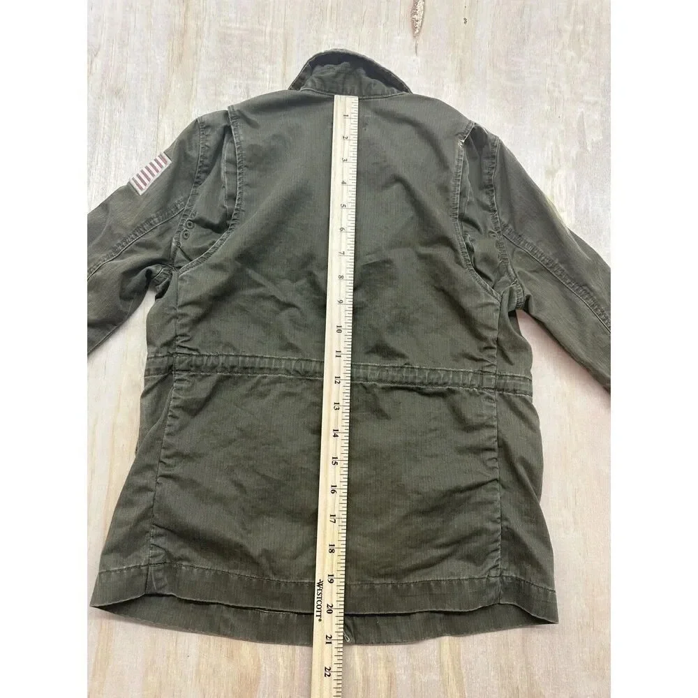Polo Ralph Lauren Green Military Jacket Coat USA Flag Patch Child Size S 6‎